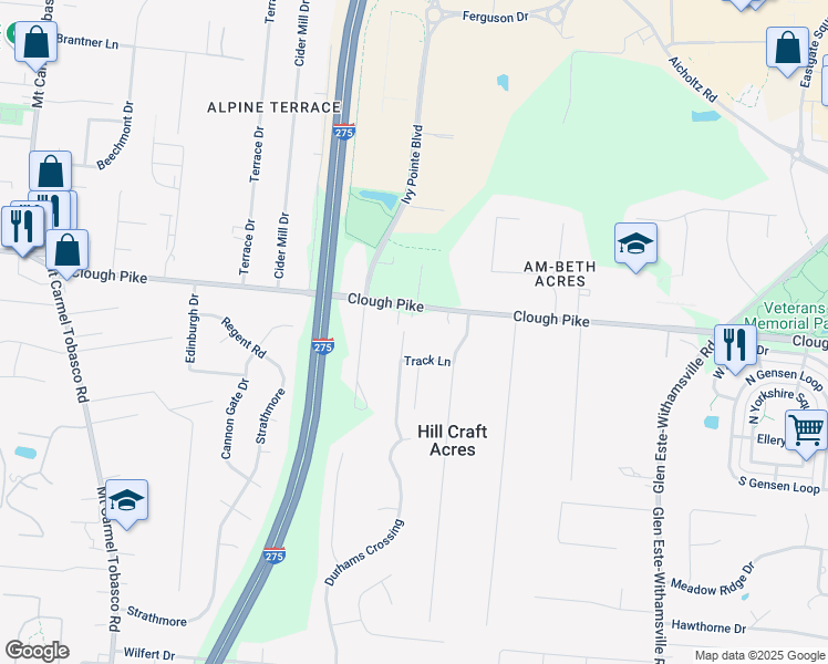 map of restaurants, bars, coffee shops, grocery stores, and more near 4230 Silver Streak Drive in Cincinnati
