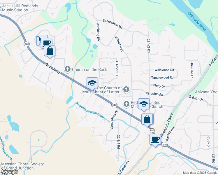 map of restaurants, bars, coffee shops, grocery stores, and more near 12 Colombard Court in Grand Junction