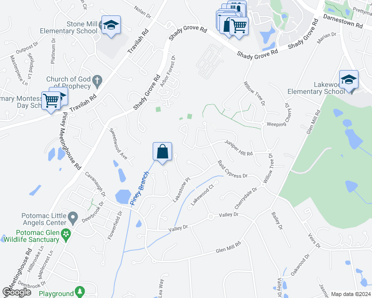 map of restaurants, bars, coffee shops, grocery stores, and more near 13771 Lambertina Place in Rockville