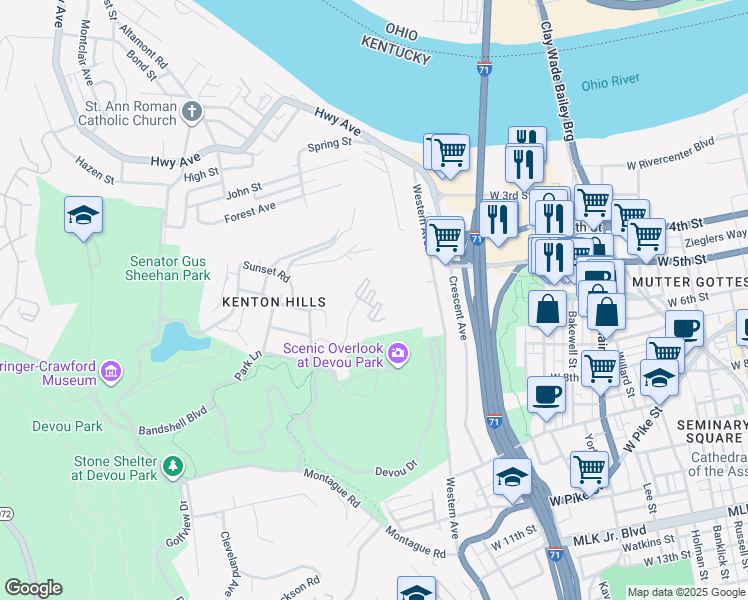 map of restaurants, bars, coffee shops, grocery stores, and more near 114 Winding Way in Covington