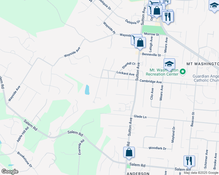 map of restaurants, bars, coffee shops, grocery stores, and more near 1634 Longbourn Street in Cincinnati