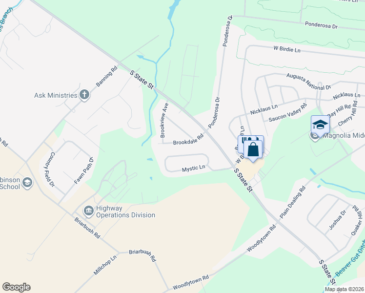 map of restaurants, bars, coffee shops, grocery stores, and more near 131 Brookdale Road in Kent County