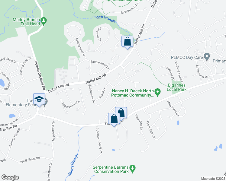 map of restaurants, bars, coffee shops, grocery stores, and more near 13985 Saddleview Drive in North Potomac