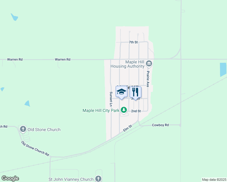 map of restaurants, bars, coffee shops, grocery stores, and more near 304 Sunset Lane in Maple Hill