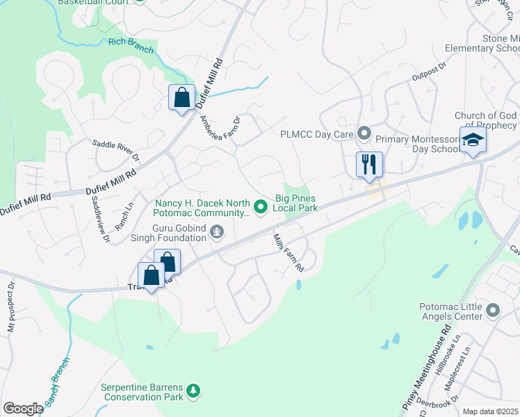 map of restaurants, bars, coffee shops, grocery stores, and more near 13870 Travilah Road in Rockville