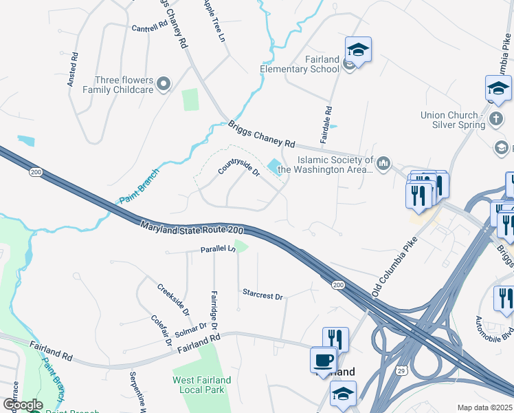 map of restaurants, bars, coffee shops, grocery stores, and more near 2320 Nees Lane in Silver Spring