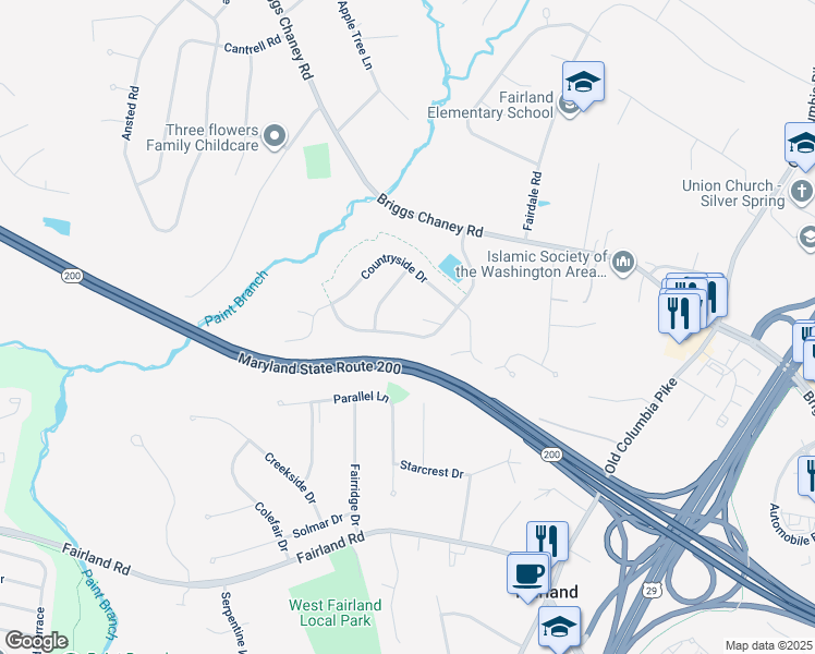 map of restaurants, bars, coffee shops, grocery stores, and more near 2312 Nees Lane in Silver Spring