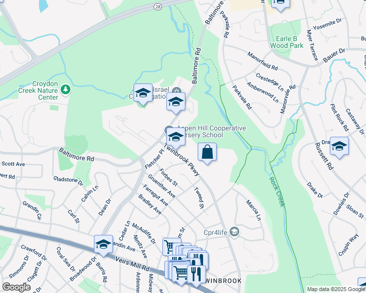 map of restaurants, bars, coffee shops, grocery stores, and more near 951 Twinbrook Parkway in Rockville