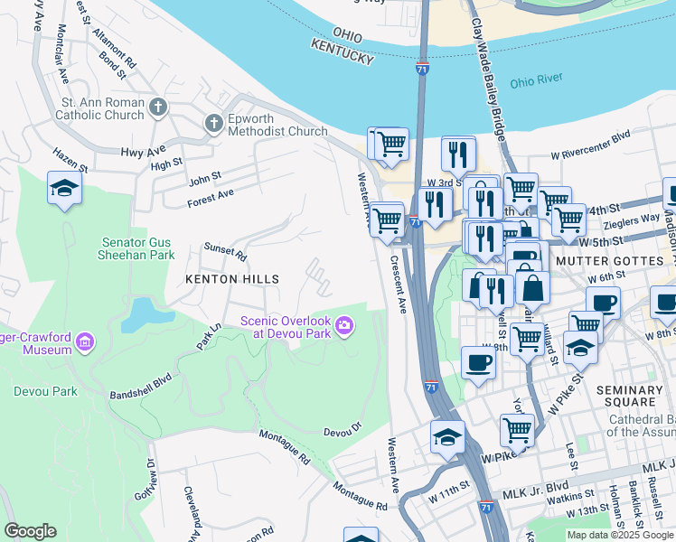 map of restaurants, bars, coffee shops, grocery stores, and more near 108 Winding Way in Covington