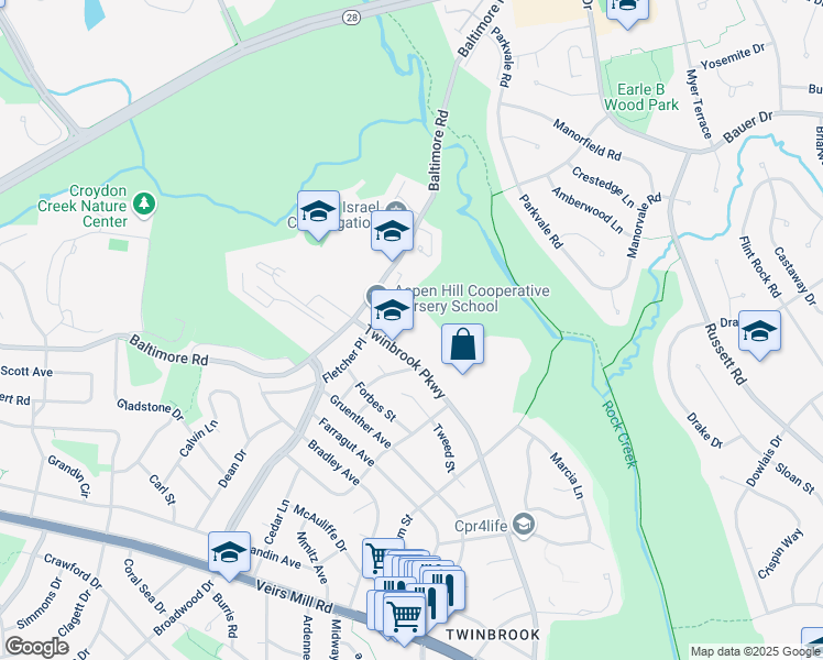 map of restaurants, bars, coffee shops, grocery stores, and more near 951 Twinbrook Parkway in Rockville