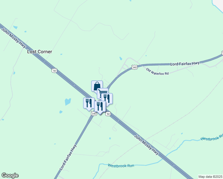 map of restaurants, bars, coffee shops, grocery stores, and more near 12457 Lord Fairfax Highway in Boyce