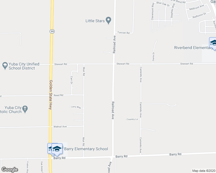 map of restaurants, bars, coffee shops, grocery stores, and more near 2911 Railroad Avenue in Yuba City