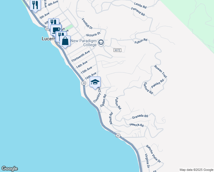 map of restaurants, bars, coffee shops, grocery stores, and more near 3408 Ogden Place in Lucerne