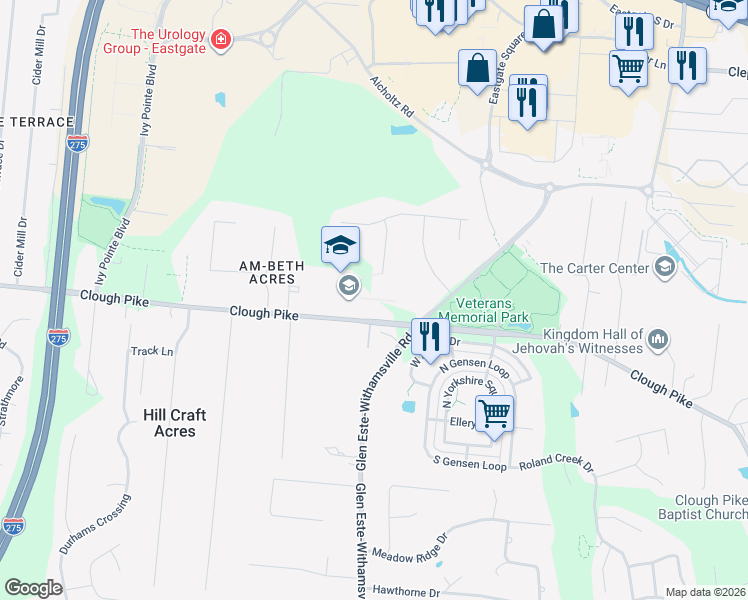 map of restaurants, bars, coffee shops, grocery stores, and more near 816 Clough Pike in Cincinnati