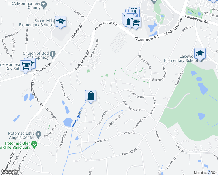map of restaurants, bars, coffee shops, grocery stores, and more near 13808 Lambertina Place in Rockville