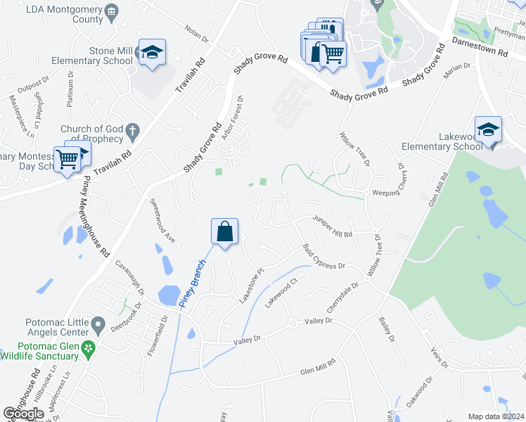 map of restaurants, bars, coffee shops, grocery stores, and more near 13730 Lambertina Place in Rockville