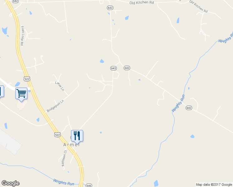 map of restaurants, bars, coffee shops, grocery stores, and more near 225 Ritter Road in Winchester
