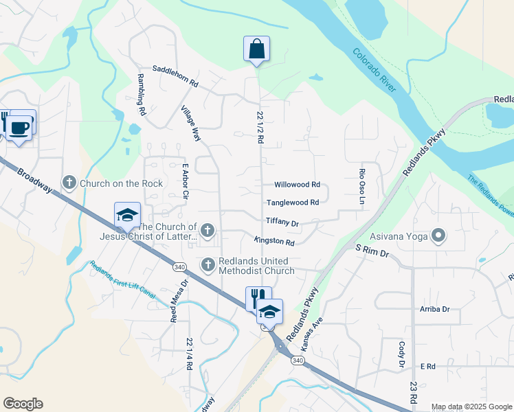 map of restaurants, bars, coffee shops, grocery stores, and more near 551 22 1/2 Road in Grand Junction