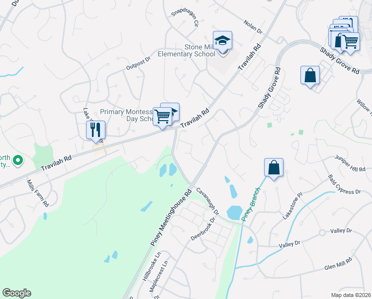 map of restaurants, bars, coffee shops, grocery stores, and more near 10368 Procera Drive in Rockville