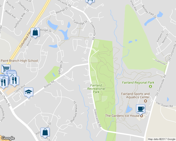 map of restaurants, bars, coffee shops, grocery stores, and more near 14006 Daleshire Way in Burtonsville