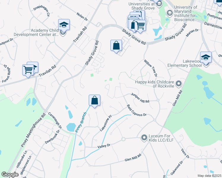 map of restaurants, bars, coffee shops, grocery stores, and more near 13722 Lambertina Place in Rockville