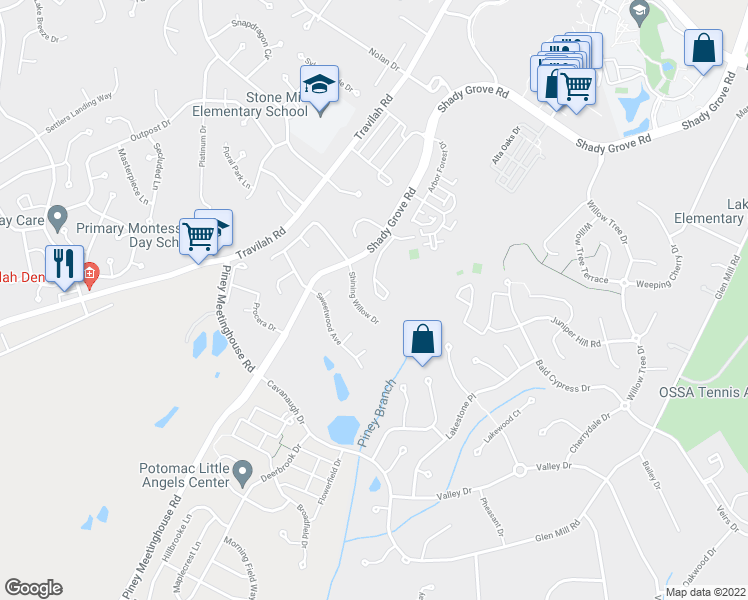map of restaurants, bars, coffee shops, grocery stores, and more near 59 Calabash Court in Rockville