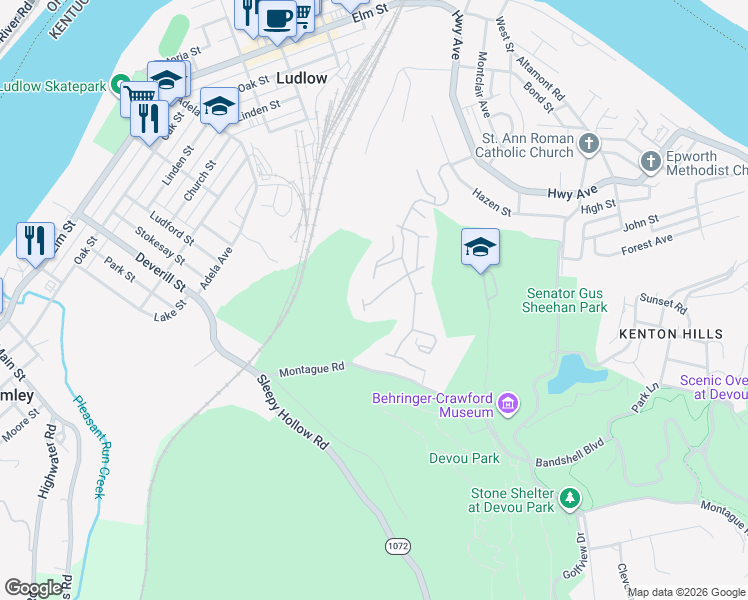 map of restaurants, bars, coffee shops, grocery stores, and more near 344 Riverbend Drive in Covington