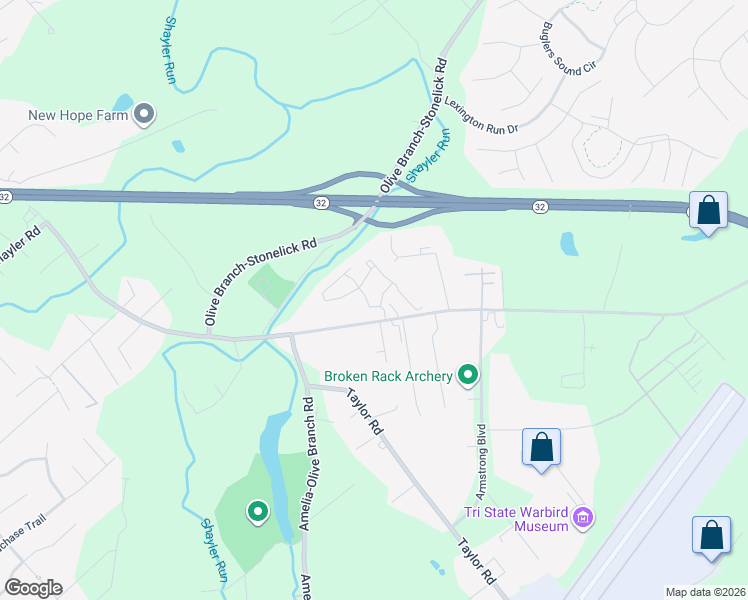 map of restaurants, bars, coffee shops, grocery stores, and more near 308 Stonelick Woods Drive in Batavia