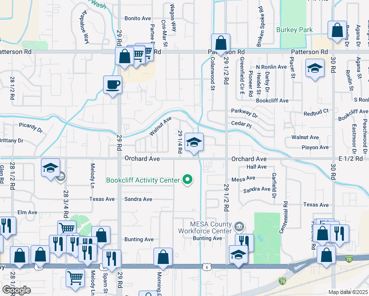 map of restaurants, bars, coffee shops, grocery stores, and more near 557 29 1/4 Road in Grand Junction