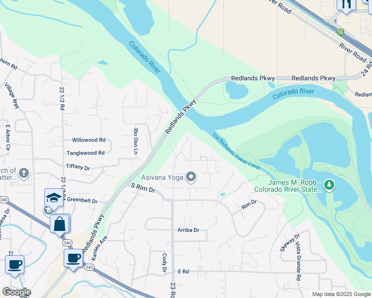 map of restaurants, bars, coffee shops, grocery stores, and more near 550 Bluff Court in Grand Junction