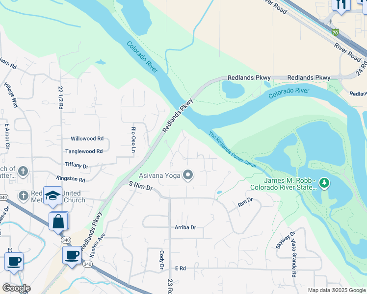 map of restaurants, bars, coffee shops, grocery stores, and more near 550 Bluff Court in Grand Junction