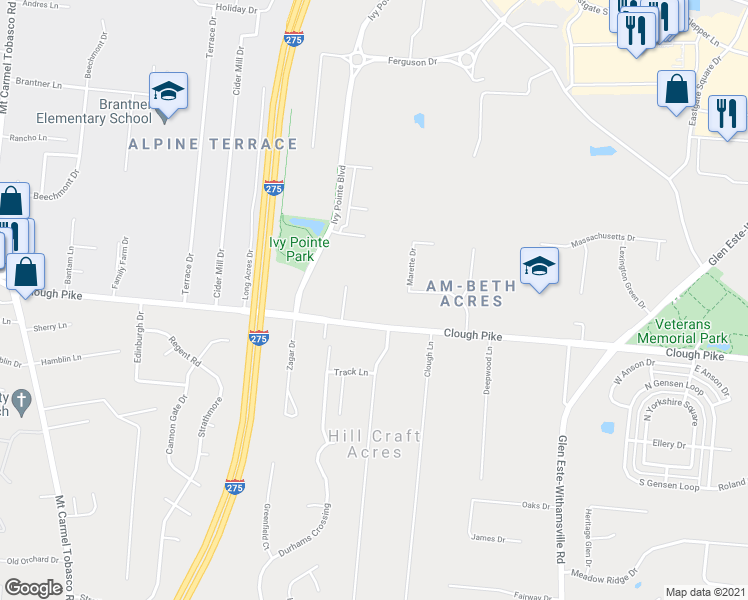 map of restaurants, bars, coffee shops, grocery stores, and more near 4264 Delmont Drive in Cincinnati