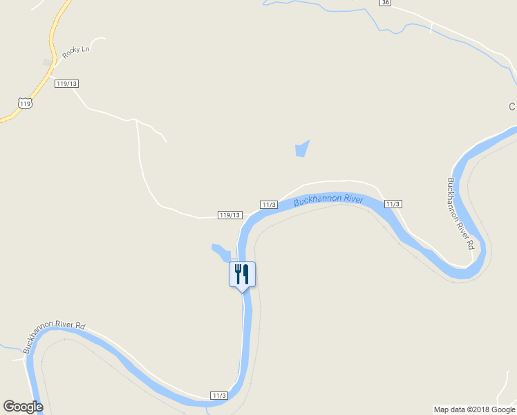map of restaurants, bars, coffee shops, grocery stores, and more near 1977 Buckhannon River Road in Volga