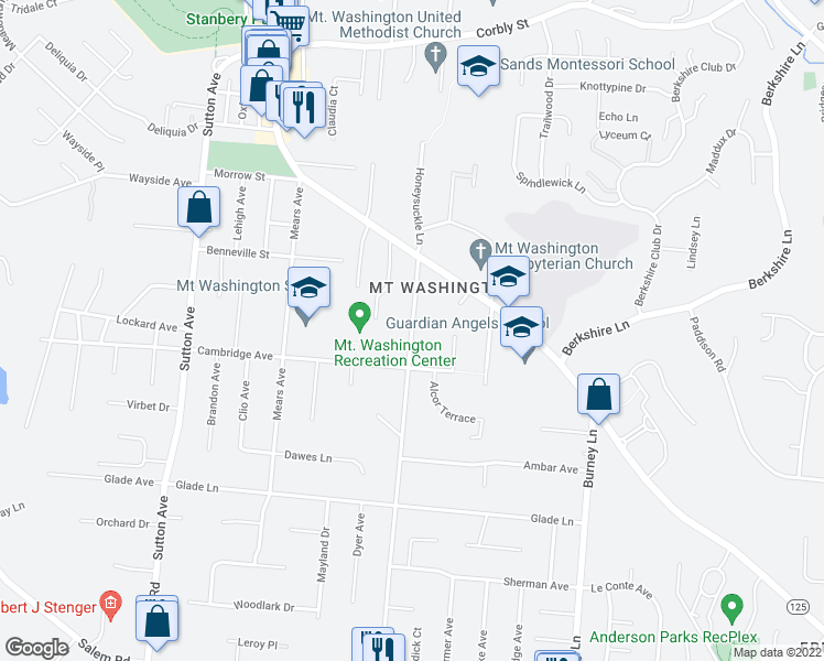 map of restaurants, bars, coffee shops, grocery stores, and more near 1730 Beacon Street in Cincinnati