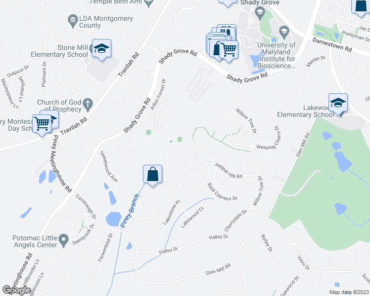 map of restaurants, bars, coffee shops, grocery stores, and more near 13832 Lambertina Place in Rockville
