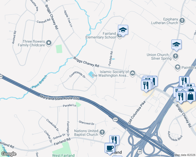 map of restaurants, bars, coffee shops, grocery stores, and more near 2409 Nees Lane in Silver Spring