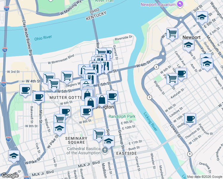 map of restaurants, bars, coffee shops, grocery stores, and more near 0 Highway 8 in Covington