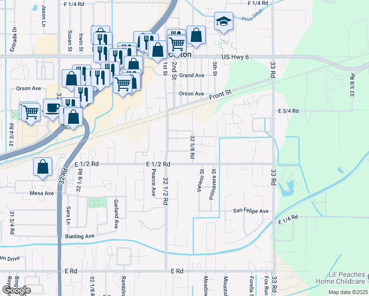 map of restaurants, bars, coffee shops, grocery stores, and more near 3256 1/2 Mesa Avenue in Clifton