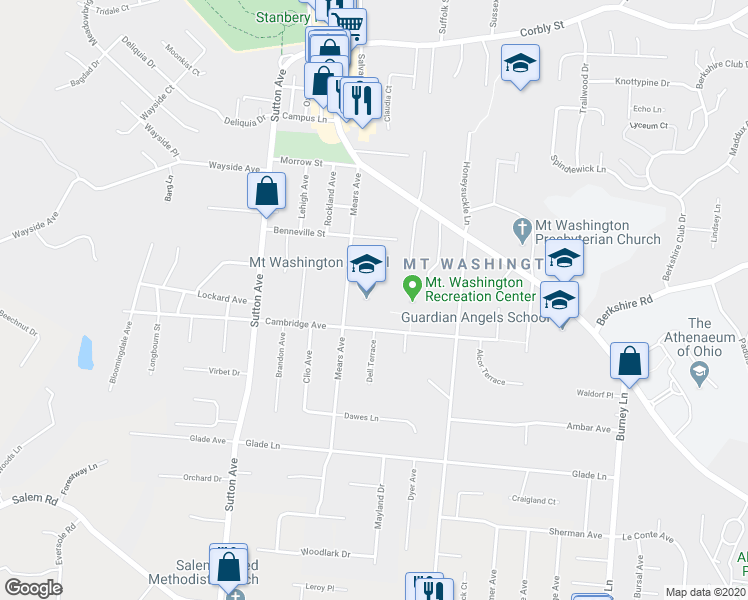 map of restaurants, bars, coffee shops, grocery stores, and more near 1730 Mears Avenue in Cincinnati