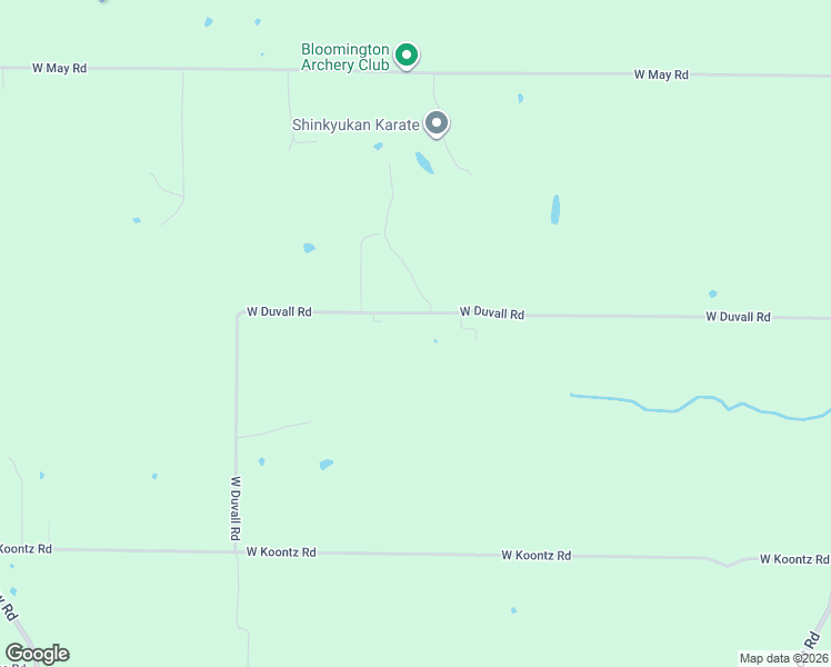 map of restaurants, bars, coffee shops, grocery stores, and more near 5685 West Duvall Road in Bloomington