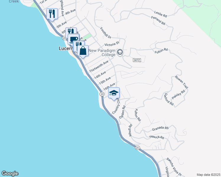 map of restaurants, bars, coffee shops, grocery stores, and more near 6447 16th Avenue in Lucerne