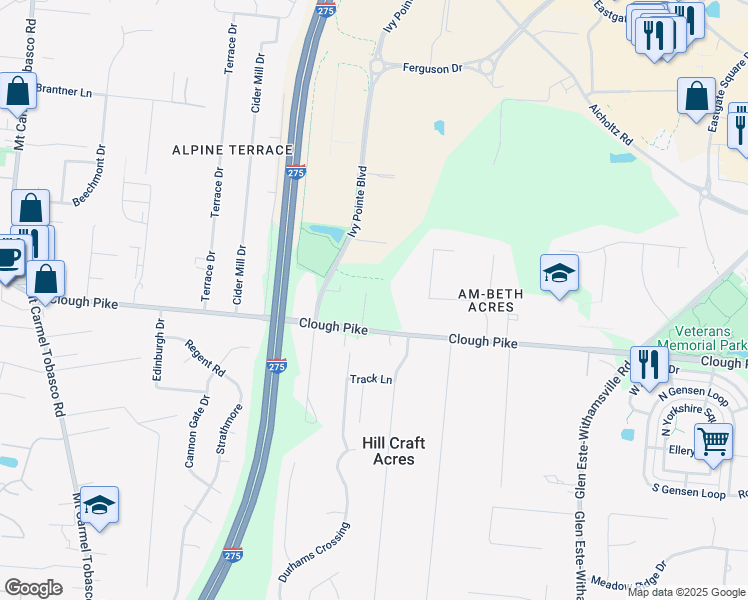 map of restaurants, bars, coffee shops, grocery stores, and more near 4264 Delmont Drive in Cincinnati