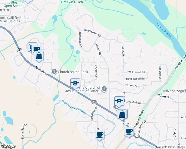 map of restaurants, bars, coffee shops, grocery stores, and more near 13 Madeira Court in Grand Junction