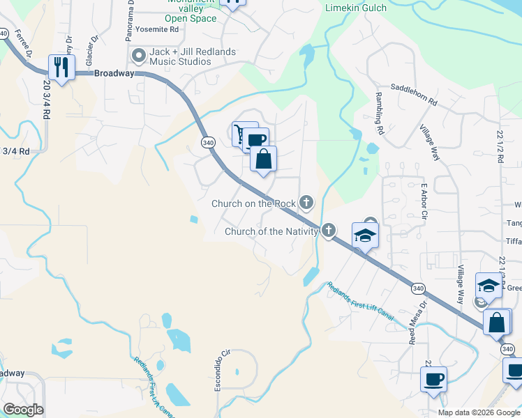 map of restaurants, bars, coffee shops, grocery stores, and more near 553 Greenwood Drive in Grand Junction