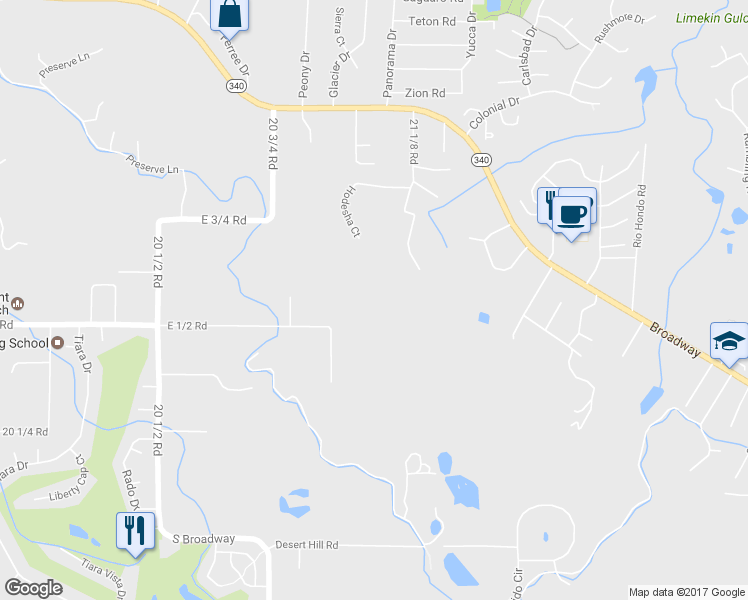 map of restaurants, bars, coffee shops, grocery stores, and more near 2098 East 1/2 Road in Grand Junction