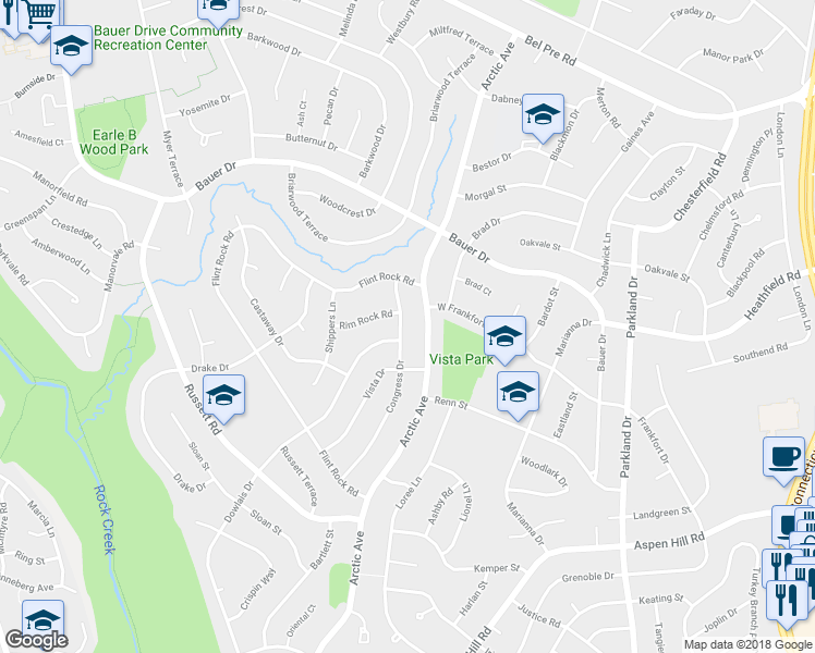 map of restaurants, bars, coffee shops, grocery stores, and more near 14011 Congress Drive in Rockville