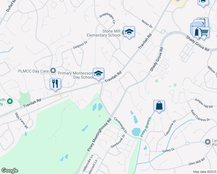 map of restaurants, bars, coffee shops, grocery stores, and more near 14051 Pellita Terrace in Rockville