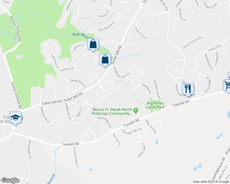 map of restaurants, bars, coffee shops, grocery stores, and more near 14069 Saddleview Drive in North Potomac