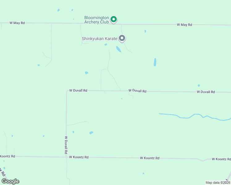 map of restaurants, bars, coffee shops, grocery stores, and more near 5685 West Duvall Road in Bloomington