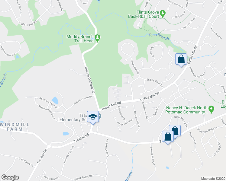 map of restaurants, bars, coffee shops, grocery stores, and more near 11920 Foal Lane in North Potomac